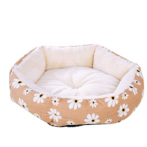 Cuevas Gato & Casas, Premium Cama Del Animal Doméstico Casa - Acogedor Tela Elegante Cama Diseño Del Gato Del Perro Del Gato Suave Caliente Cueva Extraíble Y Lavable,Amarillo,S