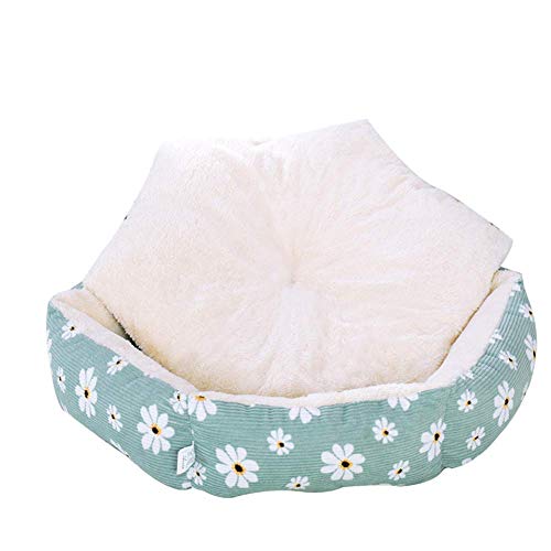 Cuevas Gato & Casas, Premium Cama Del Animal Doméstico Casa - Acogedor Tela Elegante Cama Diseño Del Gato Del Perro Del Gato Suave Caliente Cueva Extraíble Y Lavable,Verde,S