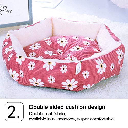 Cuevas Gato & Casas, Premium Cama Del Animal Doméstico Casa - Acogedor Tela Elegante Cama Diseño Del Gato Del Perro Del Gato Suave Caliente Cueva Extraíble Y Lavable,Rosado,M