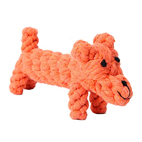 Cupcinu Juguete para Mascota Molar Juguete de Perro mordedor Limpieza de Dientes Juguetes de Perrito de Cuerda de algodón de tejiendo Muñeca de Mascota Cachorro (Naranja a)