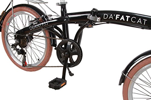 Da'FatCat Bicicleta Plegable de diseño 'Dean 1955', 6 velocidades Shimano, neumáticos Kenda 20", Vintage, con portabultos, Adulto, Unisex