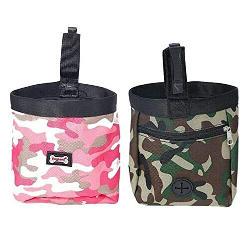 DDD1234 Bolsa de tratamiento de entrenamiento para mascotas, bolsa de alimentación, bocadillos, bolsa de almacenamiento y clicker, bolsa de cinturón para perros de entrenamiento (Rosado)