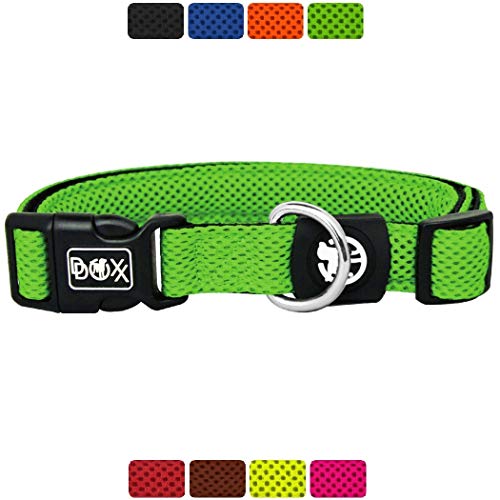 DDOXX Collar Perro Air Mesh, Ajustable, Acolchado | Diferentes Colores & Tamaños | para Perros Pequeño, Mediano y Grande | Collares Accesorios Gato Cachorro | Verde, S