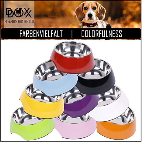 DDOXX Comedero Perro, Antideslizante Tamaños | para Perros Pequeño, Mediano y Grande | Bol Accesorios Acero INOX-Idable Melamina Gato Cachorro | Naranja, 350 ml