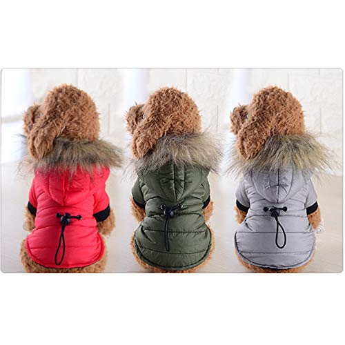 Decdeal Abrigo de Perro Ropa de Invierno para Mascotas Chaleco a Prueba de Viento con Cintura para Cachorro Perros Pequeños