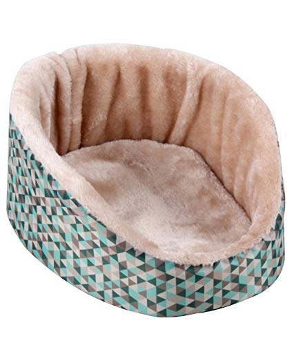 Dehner 4205167 Velvet - Cama para Animales pequeños, Aprox. 31 x 25 x 13 cm, Nailon/Felpa, Color Rosa/Turquesa/Gris.