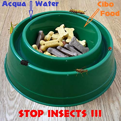 Desconocido Par de Cuencos antiinsectos. Barrera Natural contra ácaros, Hormigas, Insectos Varios. para Perros y Gatos. Diámetro: 24 cm. 2 Unidades.