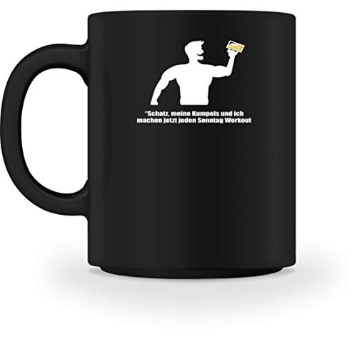 Desconocido Taza, diseño con texto en alemán Meine Kumpels und Ich machen Jetzt Jeden Sonntag Workout, Negro, M