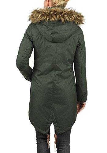 Desires BEA Parka Abrigo Chaqueta De Invierno con Forro De Peluche Y Capucha Efecto Pelo para Mujer con Cuello Alto con Forro Suave De Peluche, tamaño:L, Color:Climb Ivy (3785)