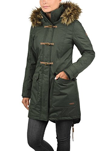 Desires BEA Parka Abrigo Chaqueta De Invierno con Forro De Peluche Y Capucha Efecto Pelo para Mujer con Cuello Alto con Forro Suave De Peluche, tamaño:L, Color:Climb Ivy (3785)