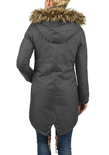 Desires BEA Parka Abrigo Chaqueta De Invierno con Forro De Peluche Y Capucha Efecto Pelo para Mujer con Cuello Alto con Forro Suave De Peluche, tamaño:S, Color:Dark Grey (2890)