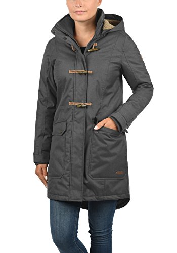 Desires BEA Parka Abrigo Chaqueta De Invierno con Forro De Peluche Y Capucha Efecto Pelo para Mujer con Cuello Alto con Forro Suave De Peluche, tamaño:S, Color:Dark Grey (2890)