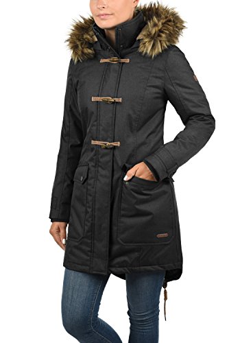 Desires BEA Parka Abrigo Chaqueta De Invierno con Forro De Peluche Y Capucha Efecto Pelo para Mujer con Cuello Alto con Forro Suave De Peluche, tamaño:XS, Color:Black (9000)