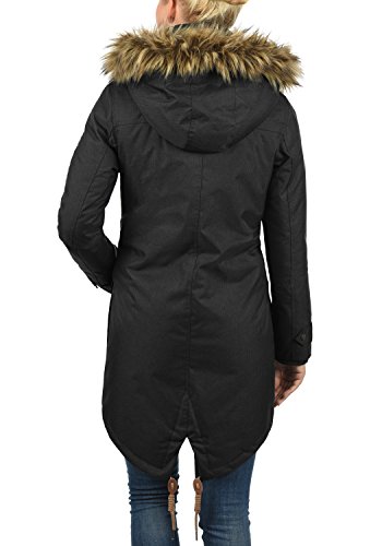 Desires BEA Parka Abrigo Chaqueta De Invierno con Forro De Peluche Y Capucha Efecto Pelo para Mujer con Cuello Alto con Forro Suave De Peluche, tamaño:XS, Color:Black (9000)