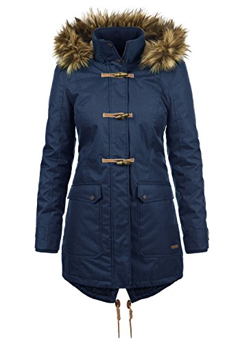 Desires BEA Parka Abrigo Chaqueta De Invierno con Forro De Peluche Y Capucha Efecto Pelo para Mujer con Cuello Alto con Forro Suave De Peluche, tamaño:XS, Color:Insignia Blue (1991)