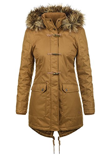 Desires BEA Parka Abrigo Chaqueta De Invierno con Forro De Peluche Y Capucha Efecto Pelo para Mujer con Cuello Alto con Forro Suave De Peluche, tamaño:XS, Color:Cinnamon (5056)