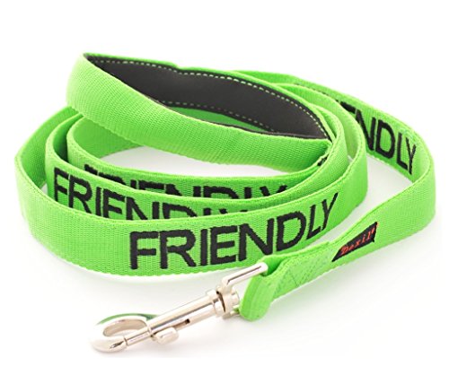 Dexil Verde Friendly Mascota Perro Plomo Correa Larga Acolchada de 1,8 m con Mango y Doble Capa Perro. Garantía de por Vida. Ganador de Premio. Precaución nervioso Friendly ciegas Sordas etc.