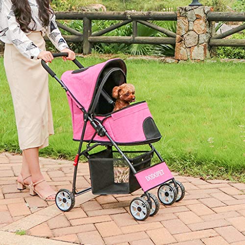 DFLY Cochecito para Perros De 4 Ruedas Plegable, Carritos De Paseo Ligero para Mascotas para Gatos Y Perros Pequeños Y Medianos, con Canasta De Almacenamiento, Carga Máxima 15Kg,Verde