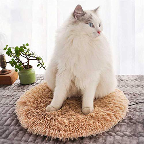 DHQSS Cama Gato Calentador Estera Almohadilla térmica Buen Perro Cuerpo Invierno Calentador Alfombra Mascota Felpa Manta eléctrica Asiento Calefactado Interfaz USB,Creamywhite,15.7 * 15.7In