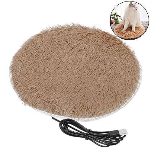 DHQSS Cama Perro Calentador Estera Almohadilla térmica Buen Gato Cama para Perros Cuerpo Invierno Calentador Alfombra Mascota Felpa Manta eléctrica Asiento calefactado Interfaz USB,Marrón,40 * 40cm