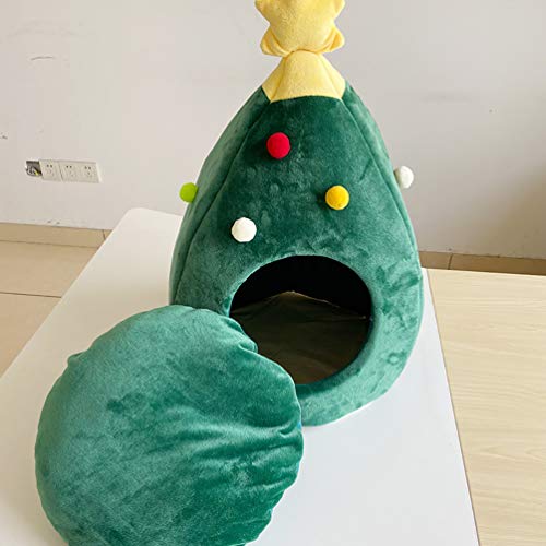 DIANZHI casa del Gato del árbol de Navidad - Idea de los Muebles del Gato Linda Cama de la Cueva del Gato, casa de Tipi del Gato del Gatito Suave Cama Caliente del Gato de la Navidad para el Invierno