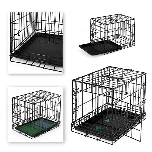 dibea DC00490, jaula de transporte para perros y animales pequeños, caja robusta hecha de alambre fuerte, plegable / con bisagras, 1 puerta, con bandeja inferior, tamaño S.