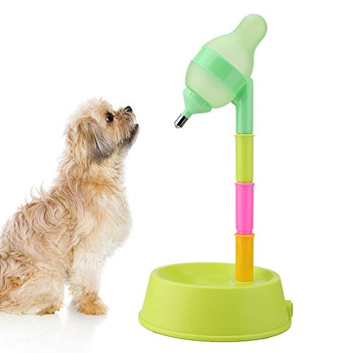 Dispensador de Agua para Mascotas Gato de Mascotas Gato de pie Dispensador de Agua de Gato Perro de pie Tazón de Fuente de Agua de Altura Ajustable Botella de Bebida con Boquilla antigoteo(Verde)