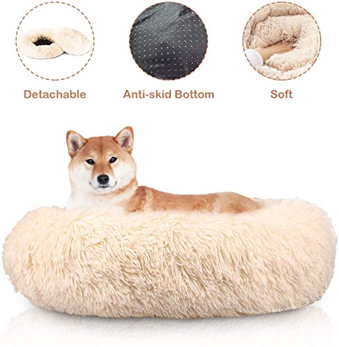 Docatgo - Cama para Mascotas de Peluche para Gatos y Perros pequeños y medianos, Suave cojín Redondo Cama para Gatos