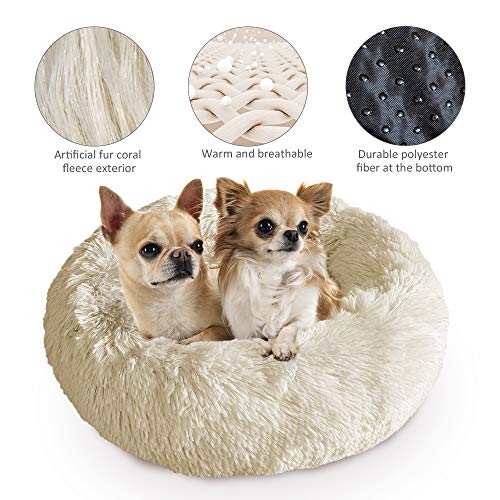 Docatgo - Cama para Mascotas de Peluche para Gatos y Perros pequeños y medianos, Suave cojín Redondo Cama para Gatos