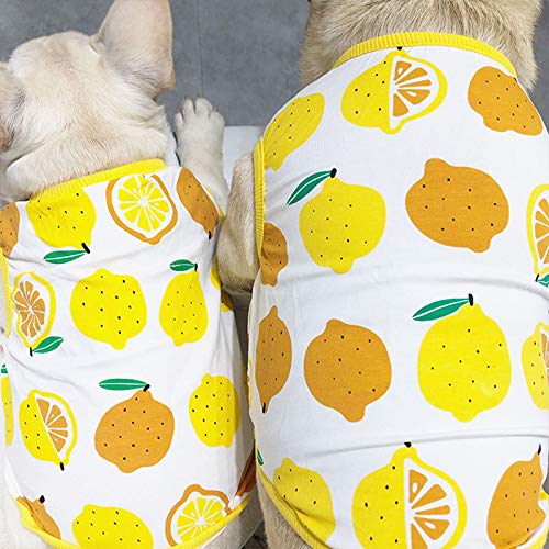 DOGCATMM Estampado De Limones Ropa para Perros Mascotas Blandas Ropa para Perros Pug Bulldog Francés Disfraz De Perro S-XL Perros Gordos Traje Ropa para Mascotas