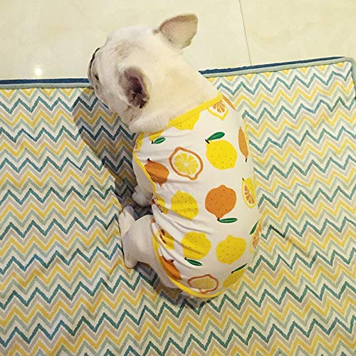 DOGCATMM Estampado De Limones Ropa para Perros Mascotas Blandas Ropa para Perros Pug Bulldog Francés Disfraz De Perro S-XL Perros Gordos Traje Ropa para Mascotas