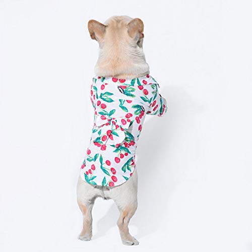 DOGCATMM Mascotas Ropa para Perros Estilo Hawaiano Camisa para Mascotas Bulldog Francés Pajarita Ropa para Perros Traje Cachorro Ropa Perro