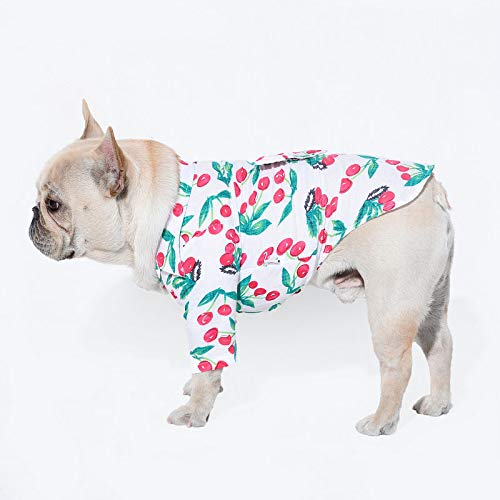 DOGCATMM Mascotas Ropa para Perros Estilo Hawaiano Camisa para Mascotas Bulldog Francés Pajarita Ropa para Perros Traje Cachorro Ropa Perro