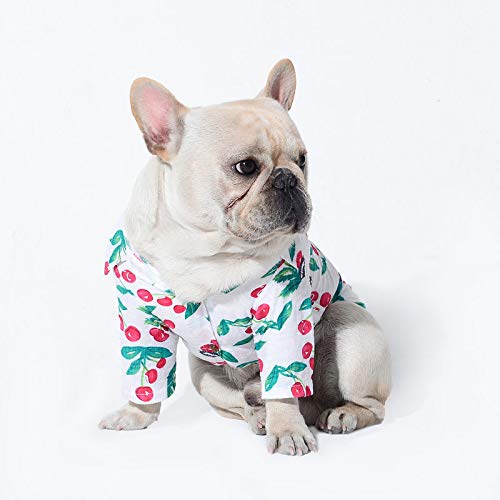 DOGCATMM Mascotas Ropa para Perros Estilo Hawaiano Camisa para Mascotas Bulldog Francés Pajarita Ropa para Perros Traje Cachorro Ropa Perro