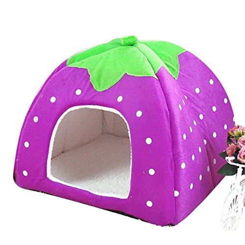 Doitsa Belle Pet Perro Gato Cama de Invierno cálida Suave Esponja de Peluche Fresa Conejo, Cama casa Perro, cojín, Cesta de la casa del Animal Suministros para Animales – Color Morado