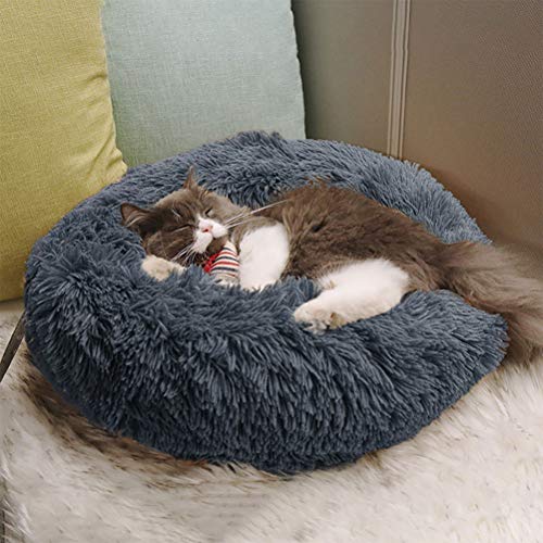 Dowoa Cama para Mascotas, Cama de Felpa Redonda Cama Nido de Gato Almohada de Felpa Cama de Dormir Suave y Redonda para Gatos en Forma de rosquilla para Perros pequeños, medianos y Grandes