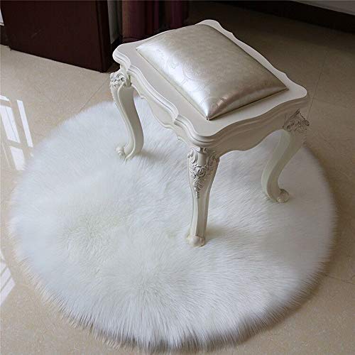 DQMEN Piel de Cordero Oveja/Sheepskin Rug Cordero, imitación mullida Alfombras imitación Piel sintética Deko Piel,para salón Dormitorio baño sofá Silla cojín (Blanco, 45 X 45 CM)