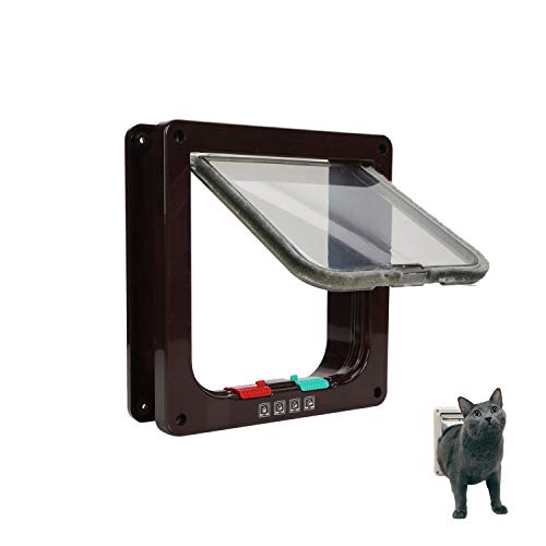 Ducomi - Gatera para Gatos y Perros de Pared - Puerta basculante con 4 vías Entrada y Salida controlada y Cierre magnético - Fácil instalación en Paredes, Puertas y Ventanas de Madera y PVC