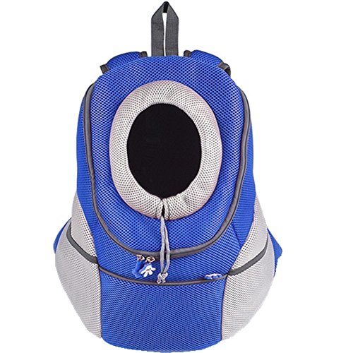 Ducomi® Pets Courmayeur - Mochila para el Transporte de Perros y Cachorros en Tejido Elástico y Transpirable de Malla (M, Azul)