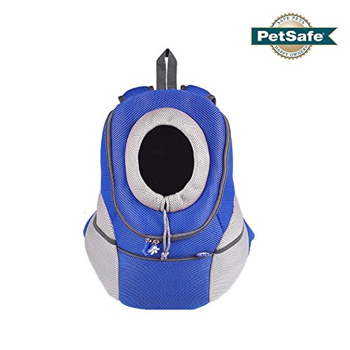 Ducomi® Pets Courmayeur - Mochila para el Transporte de Perros y Cachorros en Tejido Elástico y Transpirable de Malla (M, Azul)