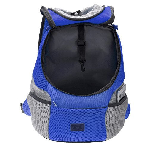 Ducomi® Pets Courmayeur - Mochila para el Transporte de Perros y Cachorros en Tejido Elástico y Transpirable de Malla (M, Azul)