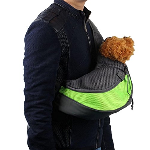 Ducomi Pets My VIP - Bolso de Hombro Funcional y Elegante para Transportar a su Mascota con Facilidad - Posee Bolsillos Porta Objetos (Verde, S)