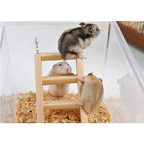 DuLing Juguetes para Mascotas, Pequeña Jaula de hámster de Juguete Animal Health Escalera Colgante Conejo con Gancho Rata Ratón Jerbo Escalada de Madera Juguetes, 15 * 7 * 2cm