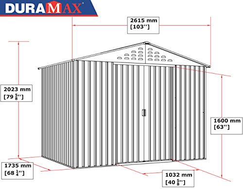 Duramax Artemisa Caseta Metálica de Jardín, Imitación Madera, 183 x 261 x 202 cm