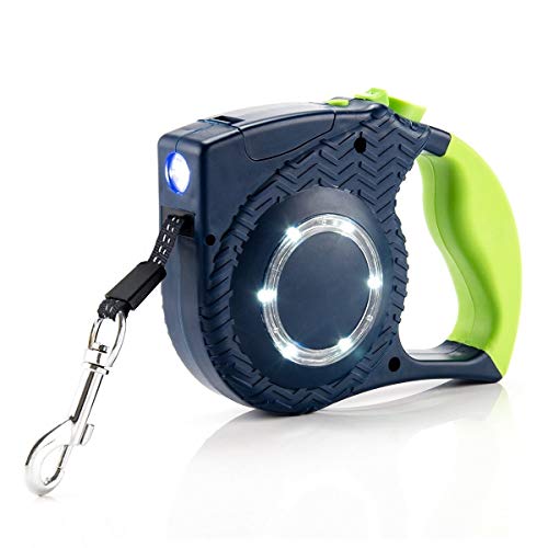 DYHM Cuerda de Remolque Luces LED Nylon Walking Pet Leash Correa retráctil for Perros (Color : Green)