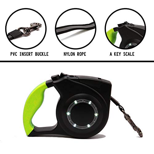 DYHM Cuerda de Remolque Luces LED Nylon Walking Pet Leash Correa retráctil for Perros (Color : Green)