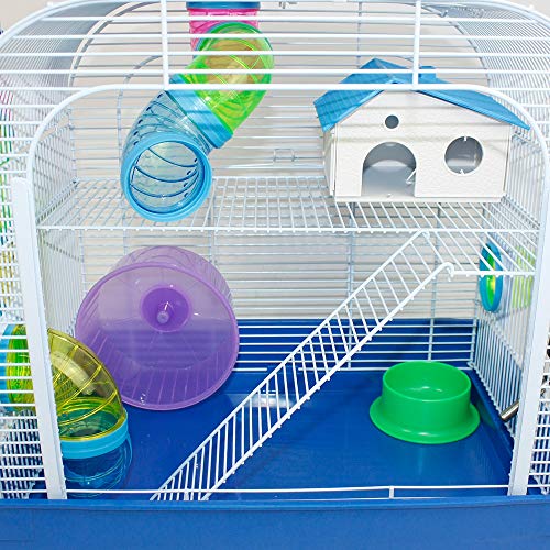 DZL® Jaula para Hamster(29.5X29.5X38CM) Color Azul/Purpura/Rojo se Entrega al Azar,Aviso Importante: el metacrilato Lleva un Protector de Papel Que se Quita!