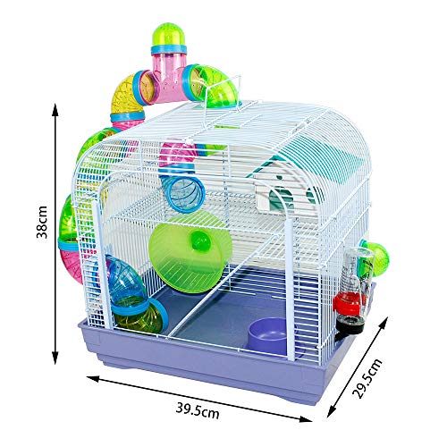 DZL® Jaula para Hamster(29.5X29.5X38CM) Color Azul/Purpura/Rojo se Entrega al Azar,Aviso Importante: el metacrilato Lleva un Protector de Papel Que se Quita!