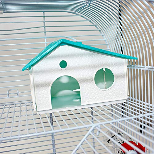 DZL®Jaula Hámster Chalé jaulas Hamsters Palacio metálico 39,5x29,5x38cm (Verde Menta)