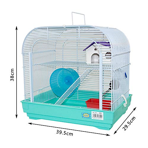 DZL®Jaula Hámster Chalé jaulas Hamsters Palacio metálico 39,5x29,5x38cm (Verde Menta)